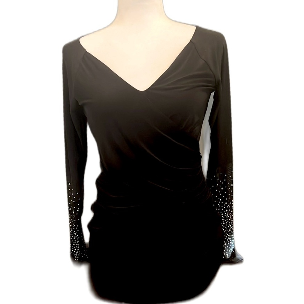 VENUS Black Long Sleeve Tunic with Silver Accents